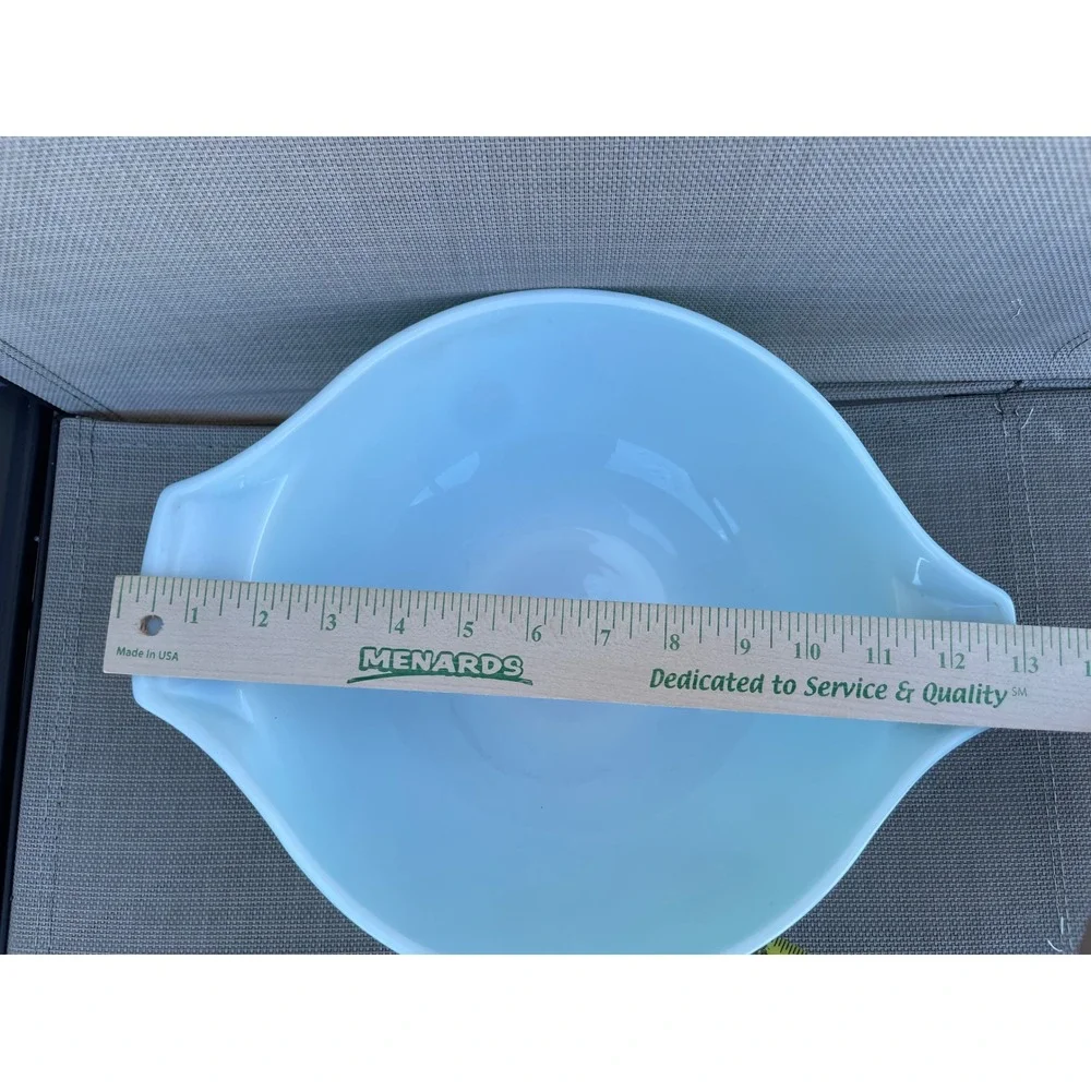 Pyrex Mixing Bowl Butterprint Turquoise Blue White Excellent Cinderella 444 4qt